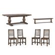 Home Square Set of 6 Wood Extension Dining Table and Bench and 4 Chairs in Brown