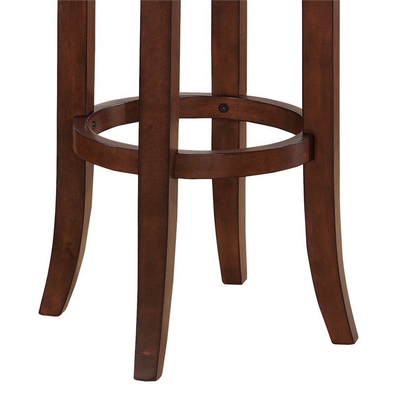 Home Square Set of 2 Backless Cherry Finished Wood and Leather Counter Stool