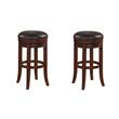 Home Square Set of 2 Backless Cherry Finished Wood and Leather Counter Stool