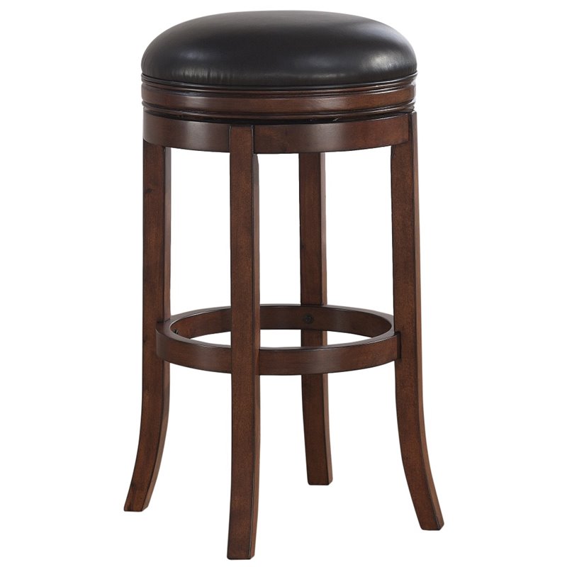 Home Square Set of 3 30-inch Backless Medium Walnut Wood Bar Stool