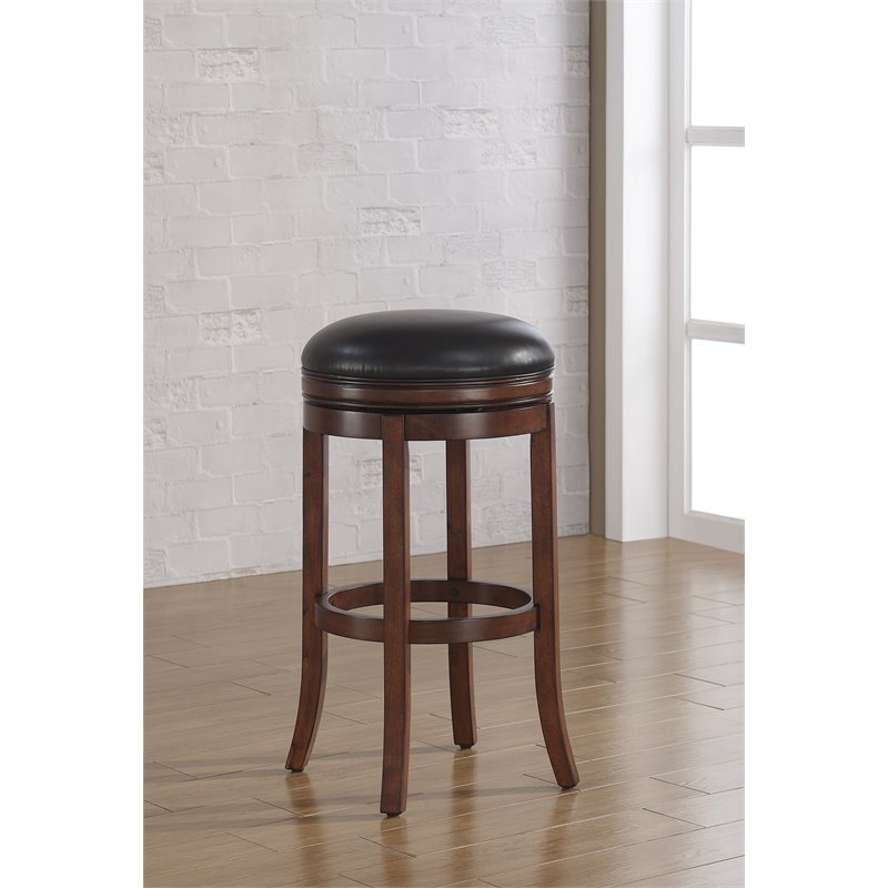 Home Square Set of 3 30-inch Backless Medium Walnut Wood Bar Stool