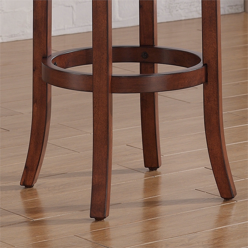 Home Square Set of 3 30-inch Backless Medium Walnut Wood Bar Stool