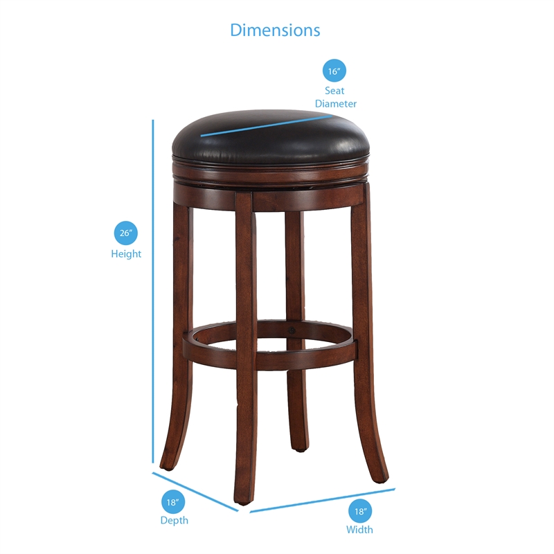 Home Square Set of 3 30-inch Backless Medium Walnut Wood Bar Stool