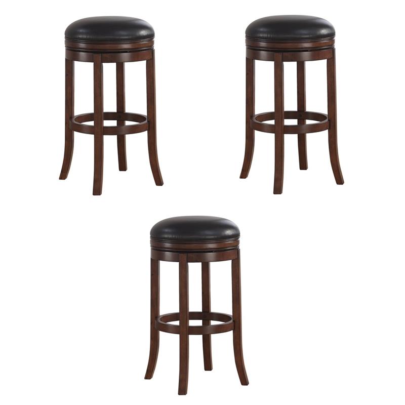 Home Square Set of 3 30-inch Backless Medium Walnut Wood Bar Stool