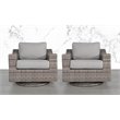 Home Square Swivel Club Patio Chairs in Brown/Gray (Set of 2)