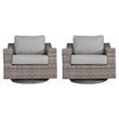 Home Square Swivel Club Patio Chairs in Brown/Gray (Set of 2)