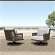 Home Square Aluminum/Wicker Patio Swivel Chair in Gray (Set of 2)