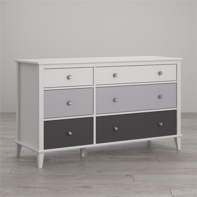 Little Seeds Monarch Hill Poppy 6 Drawer Dresser in White and Gray
