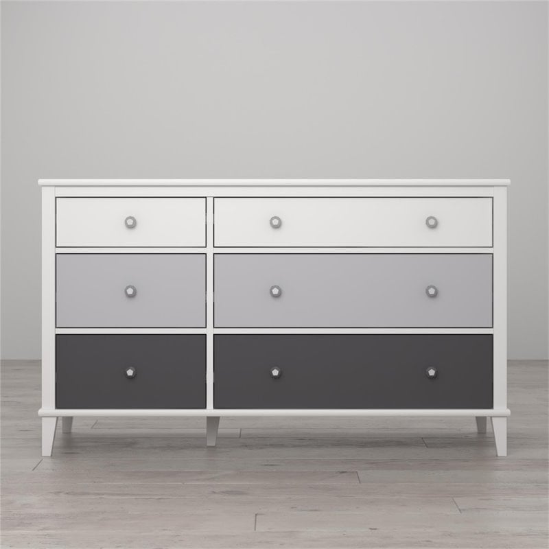 Little Seeds Monarch Hill Poppy 6 Drawer Dresser in White and Gray
