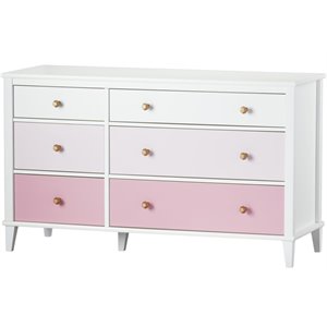 Little Seeds Monarch Hill Poppy 6 Drawer Dresser in White and Pink