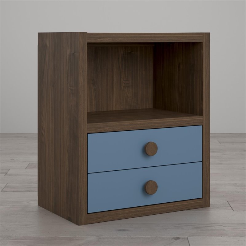 Little Seeds Sierra Ridge Terra 2 Drawer Bookcase in Walnut and Blue