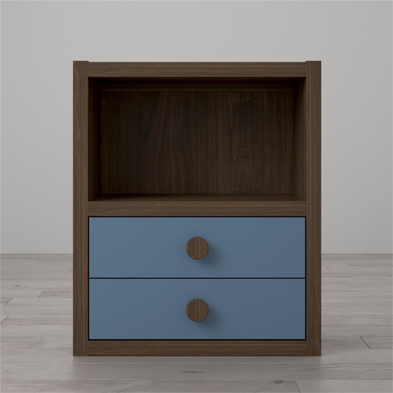 Little Seeds Sierra Ridge Terra 2 Drawer Bookcase in Walnut and Blue