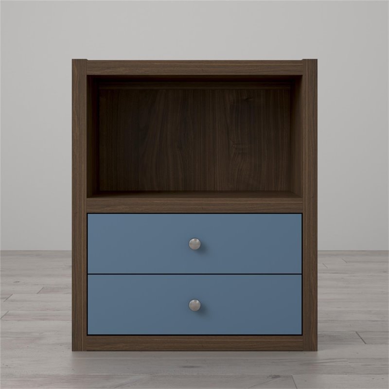 Little Seeds Sierra Ridge Terra 2 Drawer Bookcase in Walnut and Blue