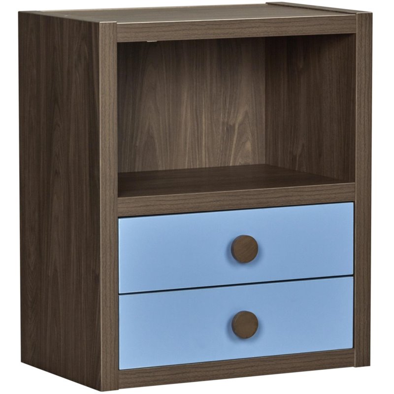 Little Seeds Sierra Ridge Terra 2 Drawer Bookcase in Walnut and Blue