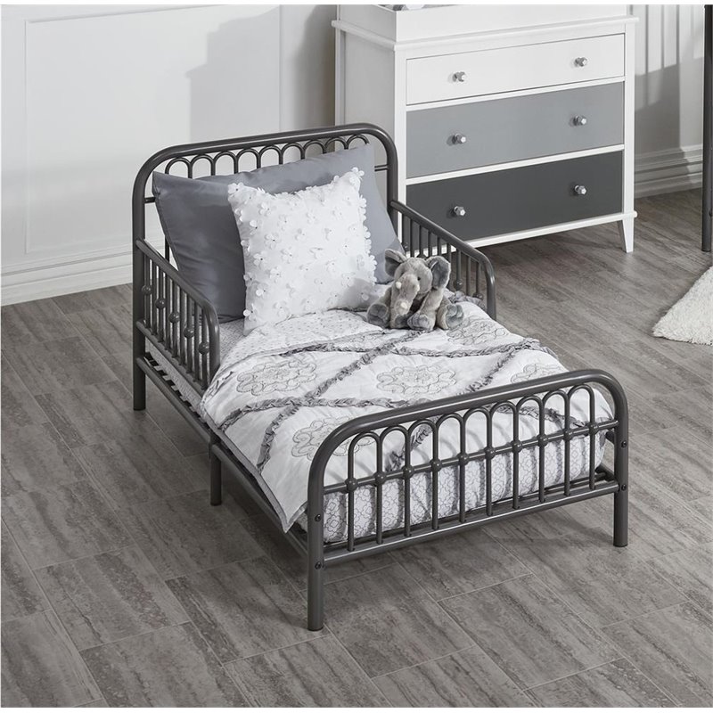 Little Seeds Traditional Monarch Hill Ivy Metal Toddler Bed in Gray