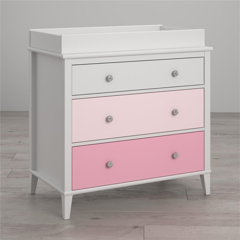 Little Seeds Monarch Hill Poppy Wood 3 Drawer Changing Table in Pink