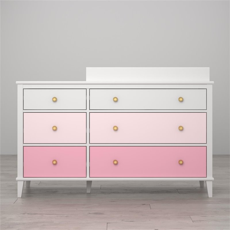 Little Seeds Monarch Hill Poppy Wood 6 Drawer Changing Table in Pink