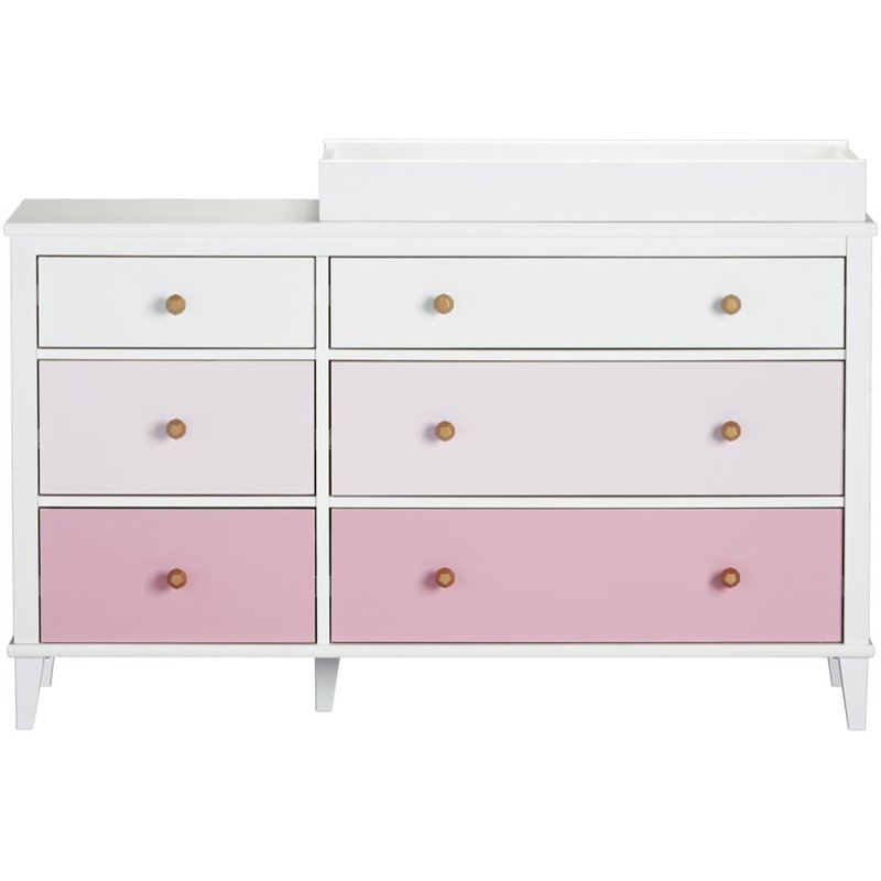 Little Seeds Monarch Hill Poppy Wood 6 Drawer Changing Table in Pink