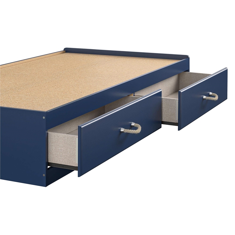 Little Seeds Sierra Ridge Mesa Twin Bed with Storage in Blue