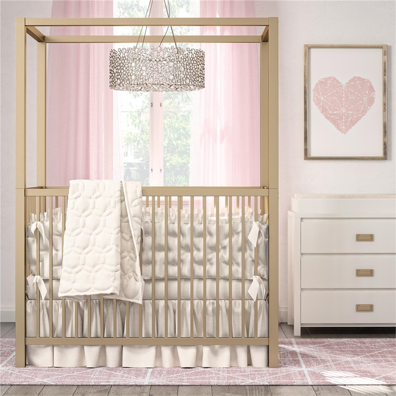 Little Seeds Contemporary Monarch Hill Haven Gold Metal Canopy Crib