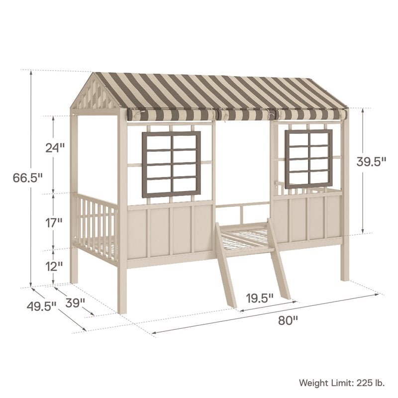 Little Seeds Rowan Valley Forest Twin Loft Bed in Grey & Taupe