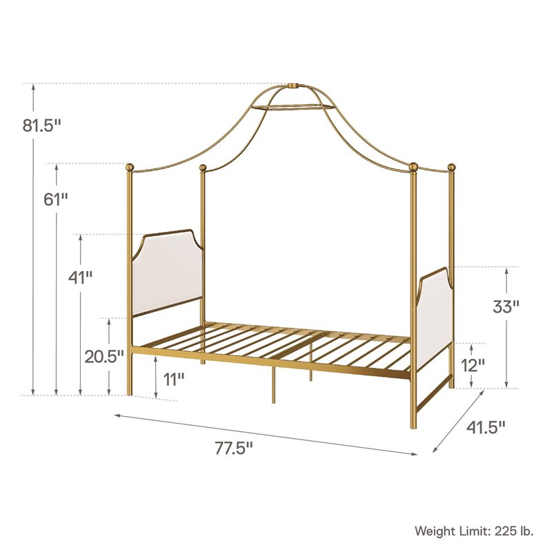 Little Seeds Monarch Hill Clementine Canopy Twin Bed in Gold