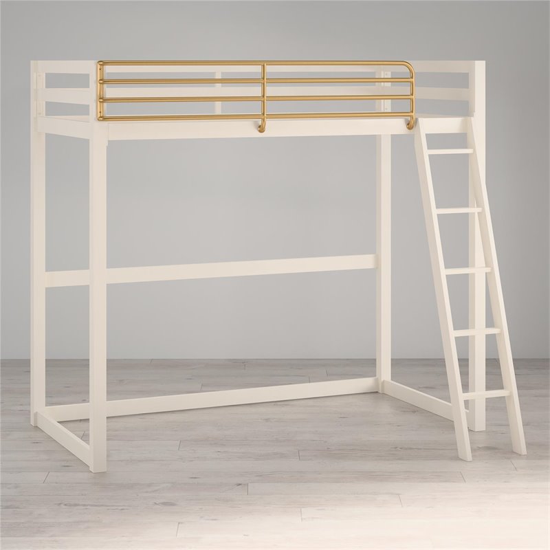 Little Seeds Monarch Hill Haven Twin Metal Loft Bed - White