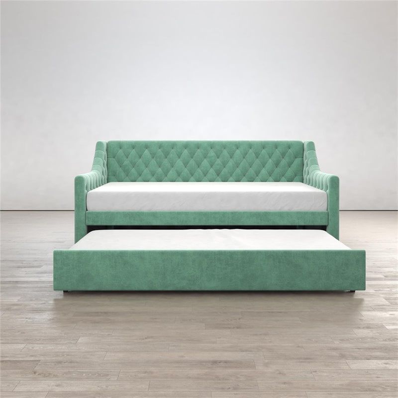 Little Seeds Monarch Hill Ambrosia Twin Daybed and Trundle in Teal Velvet