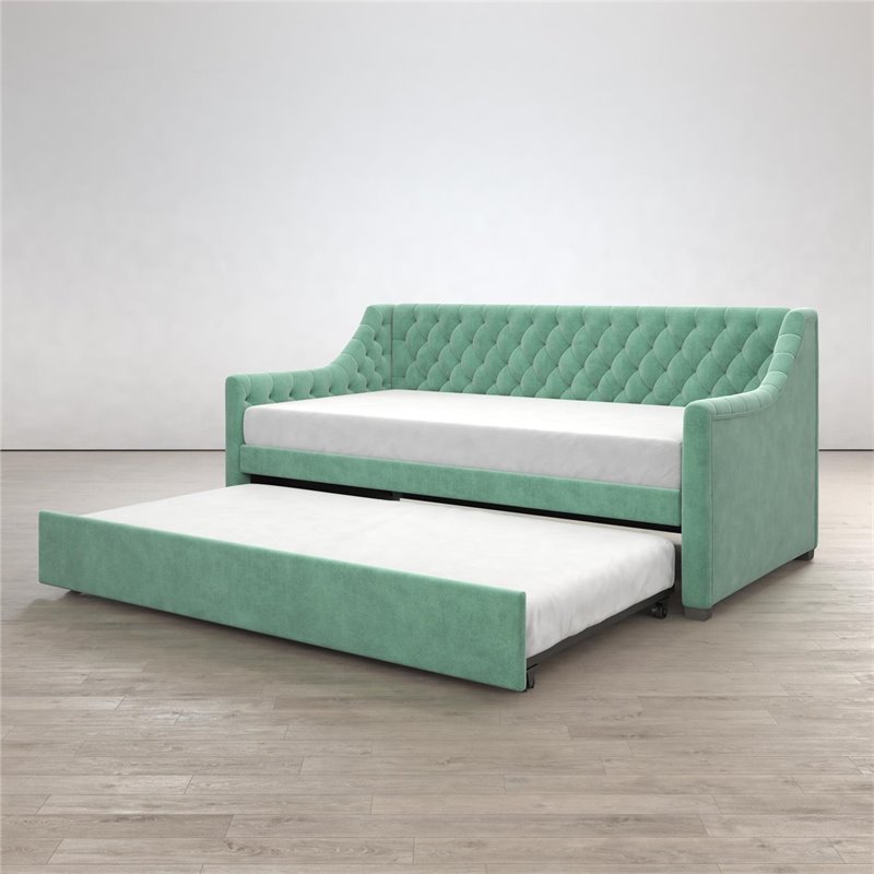 Little Seeds Monarch Hill Ambrosia Twin Daybed and Trundle in Teal Velvet