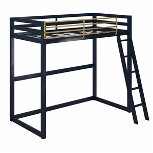 little seeds monarch hill haven twin metal loft bed in navy & gold