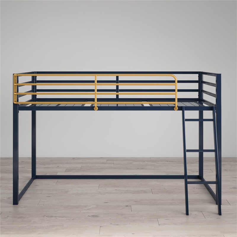 Little Seeds Monarch Hill Haven Twin Metal Junior Loft Bed in Navy