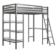 Little Seeds Nova Metal Twin Loft Bed with Shelves in Gunmetal Gray