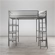 Little Seeds Nova Metal Twin Loft Bed with Shelves in Gunmetal Gray