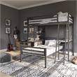 Little Seeds Nova Metal Twin Loft Bed with Shelves in Gunmetal Gray