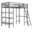 Little Seeds Nova Metal Twin Loft Bed with Shelves in Gunmetal Gray