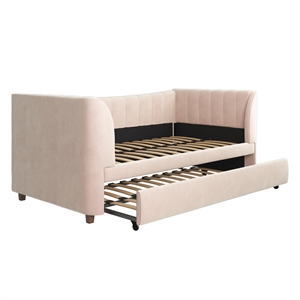 little seeds valentina upholstered twin daybed with trundle in pink velvet