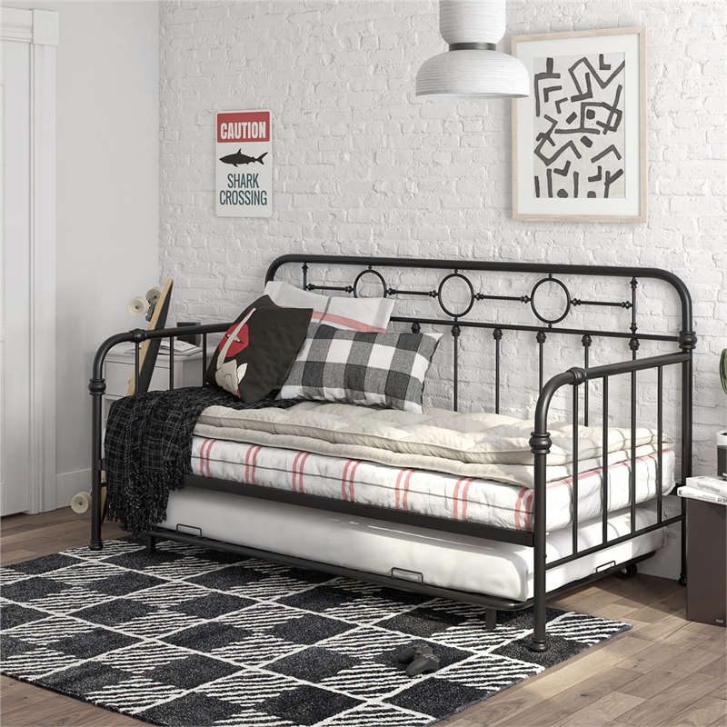 Little Seeds Willow Black Metal Daybed with Trundle