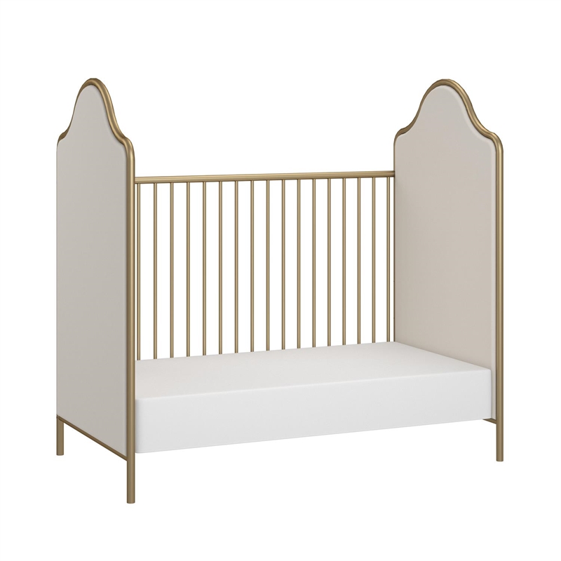 Little Seeds Contemporary Piper Upholstered Convertible Gold Metal Crib