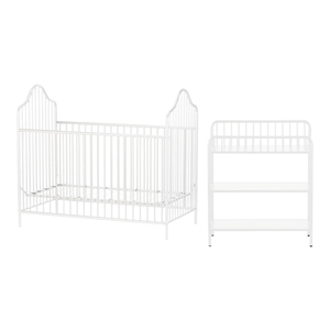 little seeds rowan valley lanley metal crib and changing table set in white