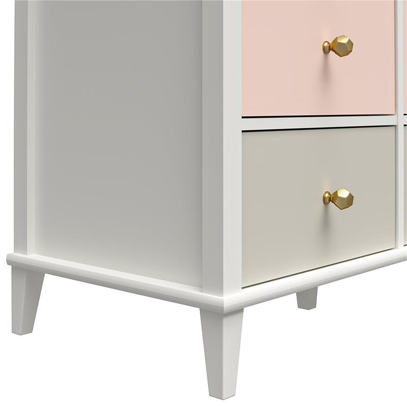 Little Seeds Monarch Hill Poppy White 6 Drawer Dresser Peach and Taupe Drawers