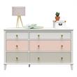 Little Seeds Monarch Hill Poppy White 6 Drawer Dresser Peach and Taupe Drawers