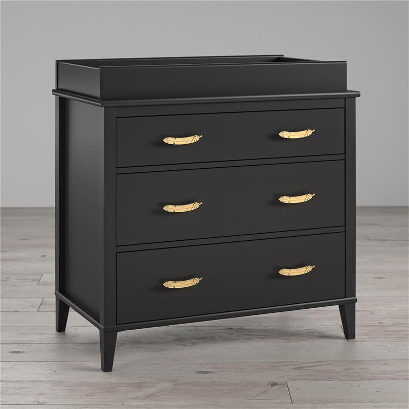 Little Seeds Modern Monarch Hill Hawken Wood 3 Drawer Changing Table in Black