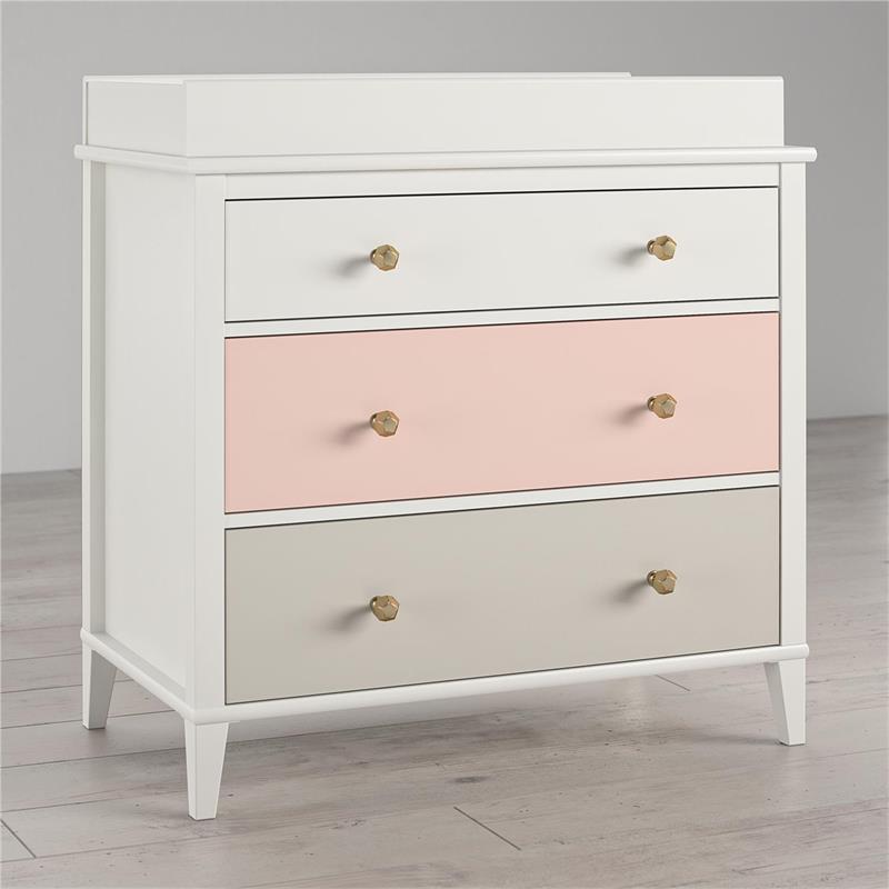 Little Seeds Monarch Hill Poppy Wood 3 Drawer Changing Table in Peach/White