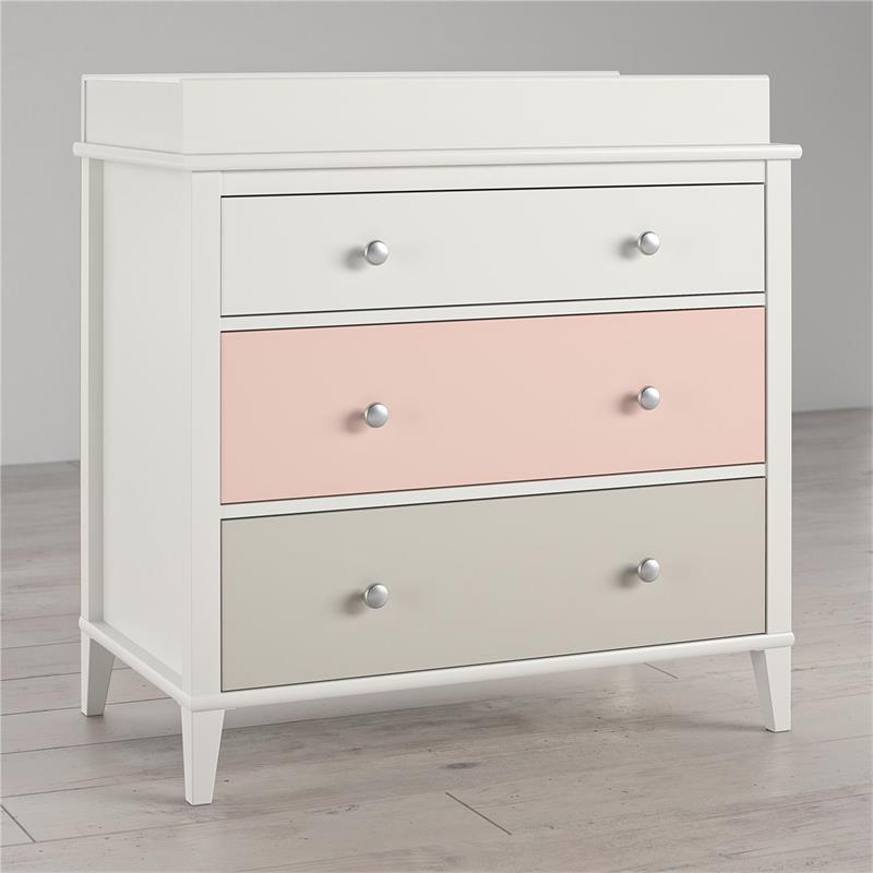 Little Seeds Monarch Hill Poppy Wood 3 Drawer Changing Table in Peach/White