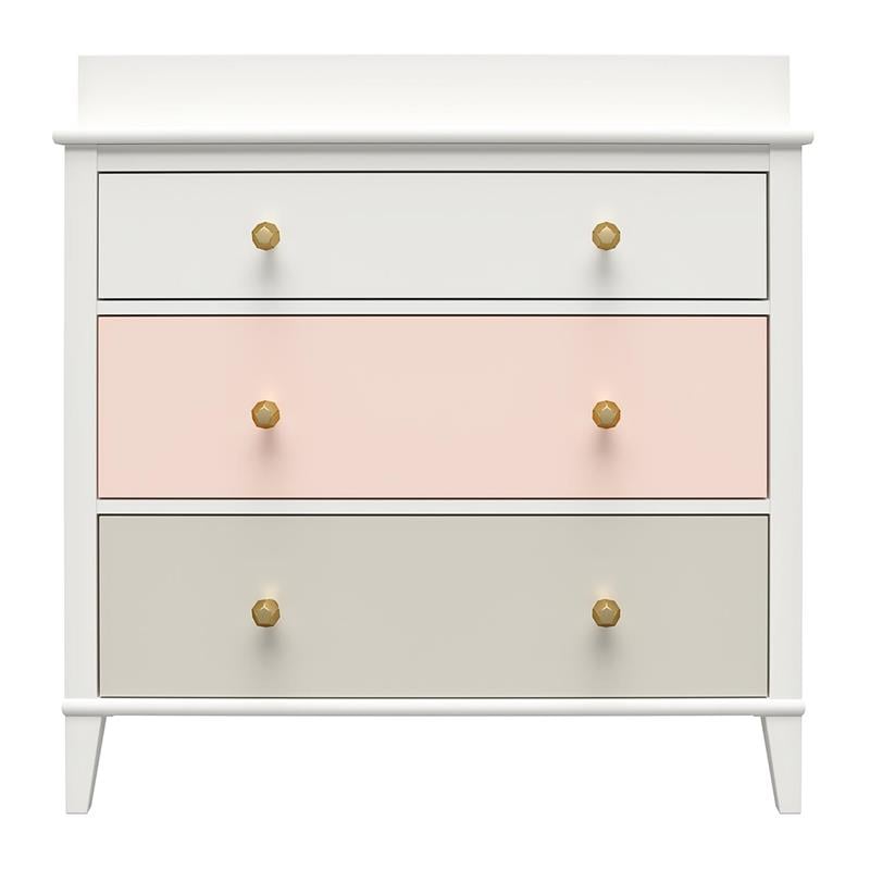Little Seeds Monarch Hill Poppy Wood 3 Drawer Changing Table in Peach/White