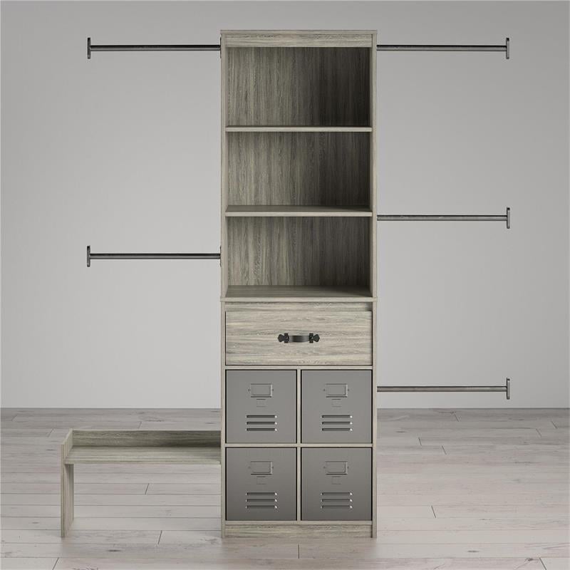 Little Seeds Nova Grow with Me Grey Oak Adjustable Closet Organizer System