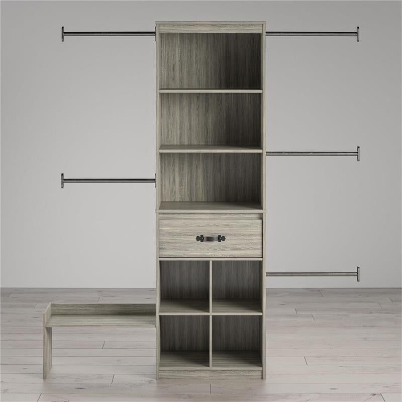 Little Seeds Nova Grow with Me Grey Oak Adjustable Closet Organizer System