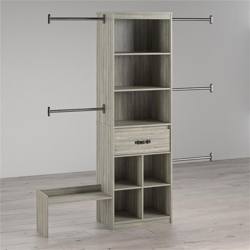 Little Seeds Nova Grow with Me Grey Oak Adjustable Closet Organizer System