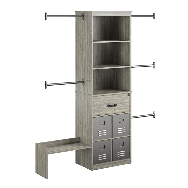 Little Seeds Nova Grow with Me Grey Oak Adjustable Closet Organizer System