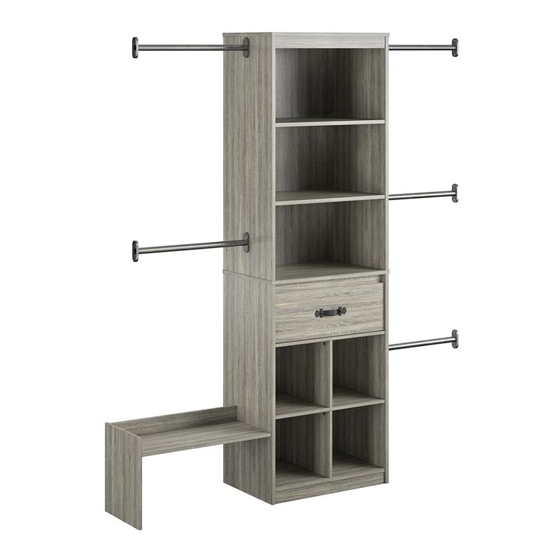 Little Seeds Nova Grow with Me Grey Oak Adjustable Closet Organizer System